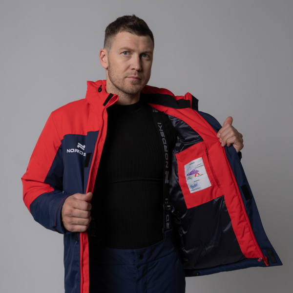 Утепленная куртка NORDSKI Mount dark blue/red с гербом на груди